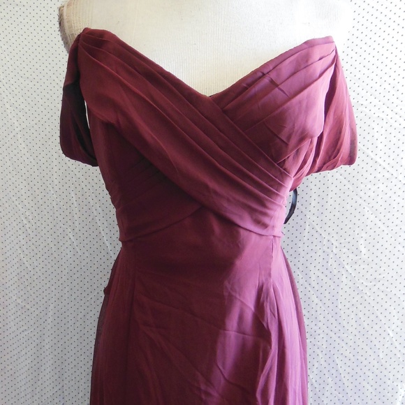 NEW 8193 SOCIAL BRIDESMAIDS Cabernet STRAPLESS V-Neck CHIFFON Trumpet GOWN 10 - Picture 4 of 12
